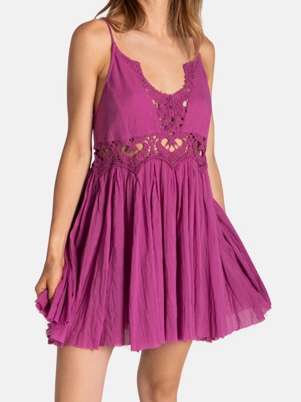 Free People Ilektra Lace Accent Cotton Slip Dress